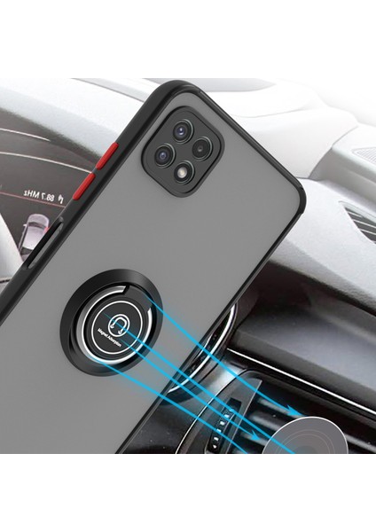 Samsung Galaxy A22 5g Için Yüzük Stand Mat Sert Silikon Telefon Kılıfı - Koyu Yeşil (Yurt Dışından) fırsatları