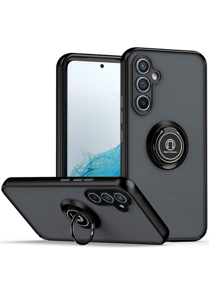 Samsung Galaxy A54 5g Için Yüzük Stand Mat Sert Silikon Telefon Kılıfı - Siyah (Yurt Dışından)