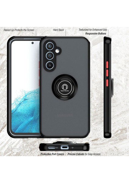 Samsung Galaxy A54 5g Için Yüzük Stand Mat Sert Silikon Telefon Kılıfı - Siyah (Yurt Dışından)
