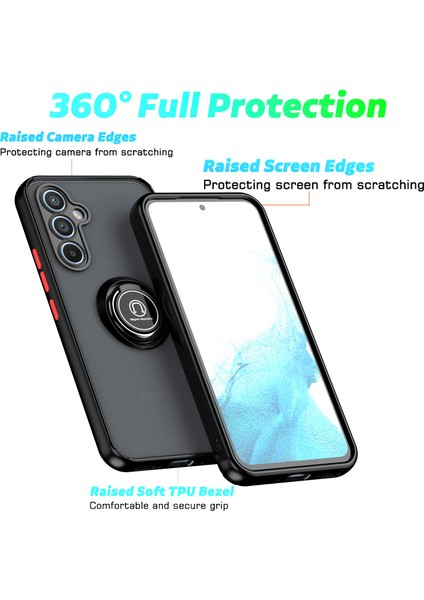 Samsung Galaxy A54 5g Için Yüzük Stand Mat Sert Silikon Telefon Kılıfı - Siyah (Yurt Dışından)