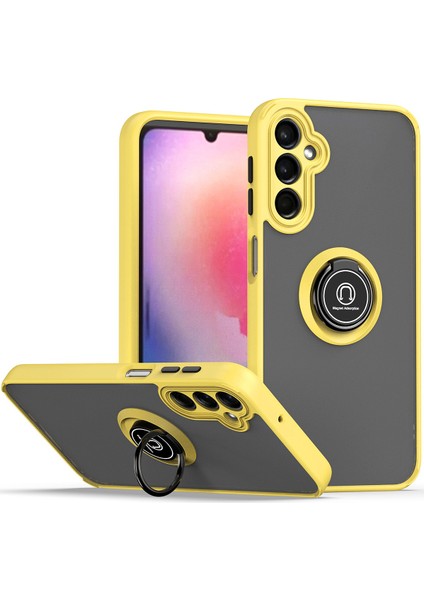 Samsung Galaxy A24 4g Için Yüzük Stand Mat Sert Silikon Telefon Kılıfı - Sarı (Yurt Dışından)