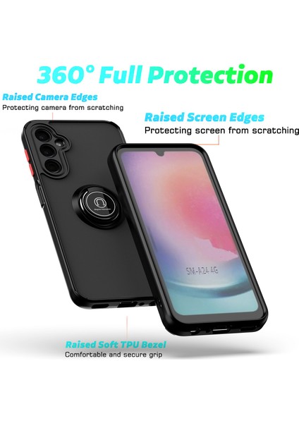 Samsung Galaxy A24 4g Için Yüzük Stand Mat Sert Silikon Telefon Kılıfı - Sarı (Yurt Dışından)