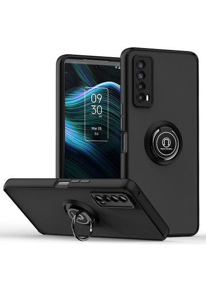 Tcl Stylus Için Yüzük Stand Mat Sert Silikon Telefon Kılıfı - Siyah (Yurt Dışından)