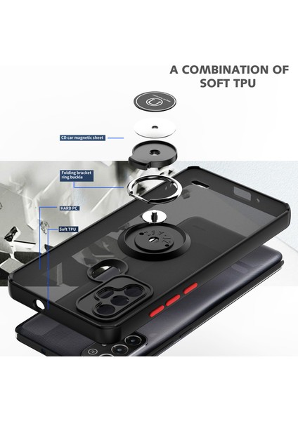 Zte Blade A52 Için Yüzük Stand Mat Sert Silikon Telefon Kılıfı - Koyu Yeşil (Yurt Dışından) modelleri