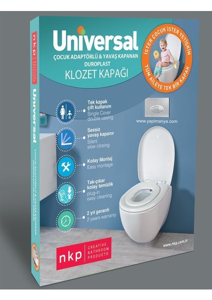 Üniversal Çocuk Adaptörlü Yavaş Kapanır Klozet Kapağı