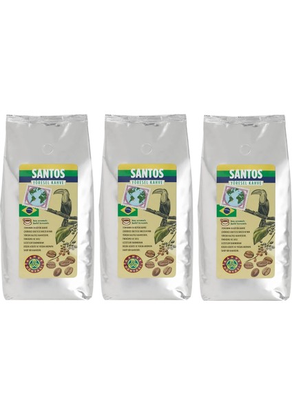 Santos Yöresel Filtre Kahve Çekirdek 3 Adet 1kg