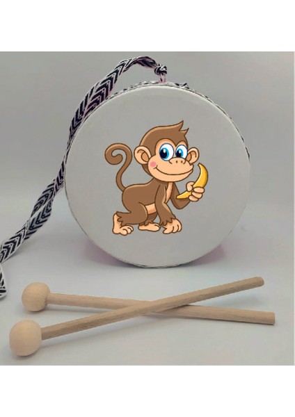 Maymun Baskılı Deri Oyuncak Çocuk Davulu Sarı (1-5 Yaş) fiyatları