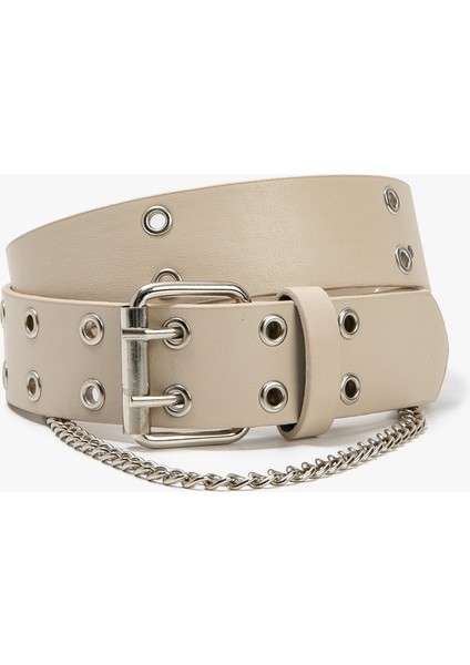 Kemer Deri Görünümlü Kuşgözü Zincir Detaylı