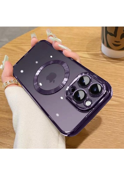 Iphone 14 Promax Uyumlu Derin Mor Extra Kamera Korumalı (Kamerası Cam Lensli) Lazer Kılıf