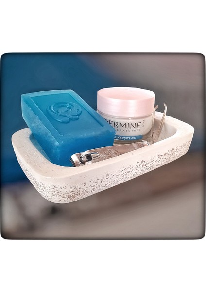 Dekoratif Beton Banyo Organizer Sunum Tabağı Sıvı Sabunluk Havluluk