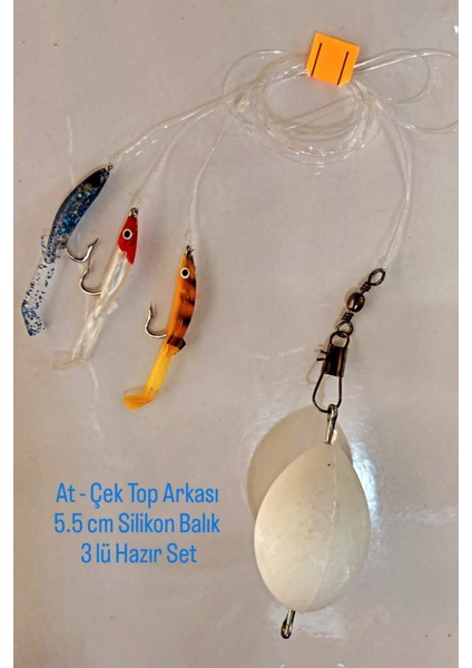 At - Çek Top Arkası 5,5 cm Silikon Balık 3 Lü Hazır Set fiyatları