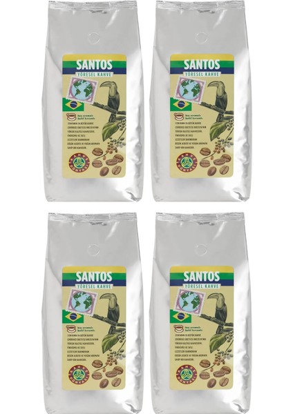 Santos Yöresel Filtre Kahve Çekirdek 4 Adet 1kg