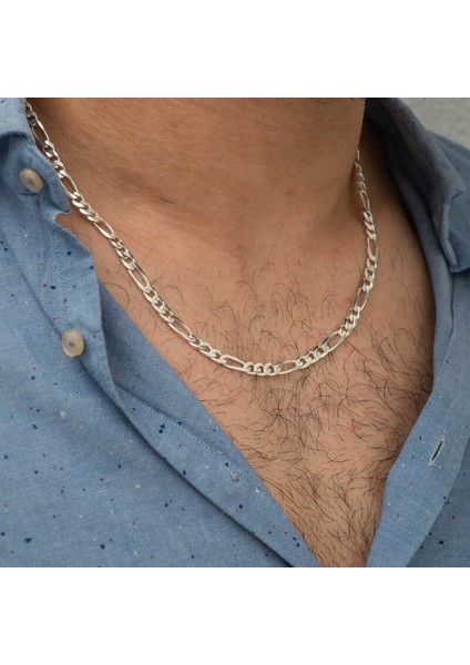 6.30 mm Gümüş Figaro Zincir - 180 Mikron modelleri