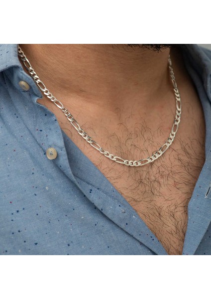 6.30 mm Gümüş Figaro Zincir - 180 Mikron fırsatları