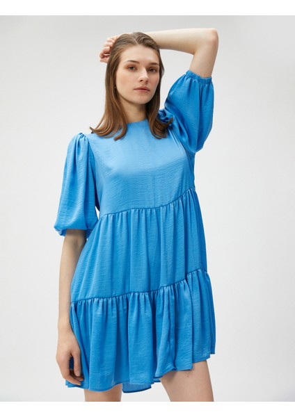 Mini Balon Kol Elbise Kısa Katlı fiyatları