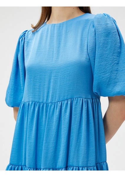 Mini Balon Kol Elbise Kısa Katlı indirimleri