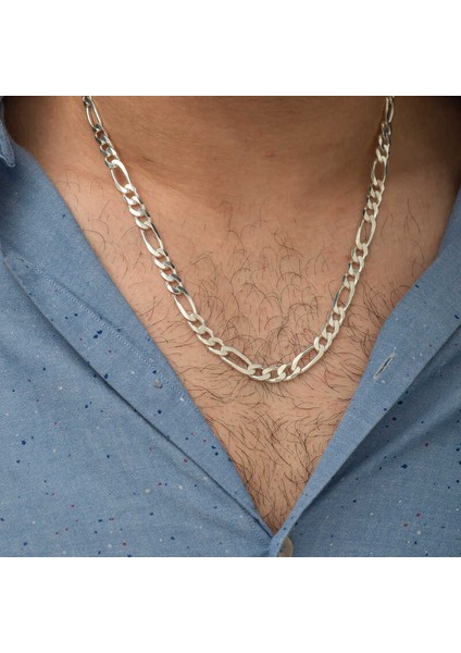 7.20 mm Gümüş Figaro Zincir - 200 Mikron modelleri