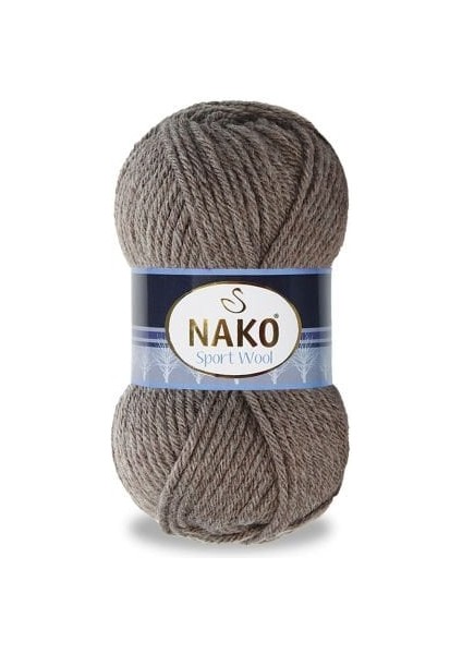 Sport Wool 5667 5 Adet Eşarp Bere Panço Hırka Iplikleri Koyu Vizon