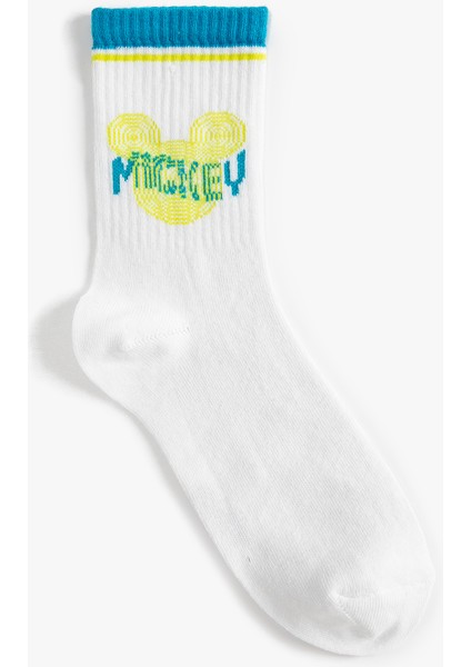 Mickey Mouse Soket Çorap Lisanslı İşlemeli