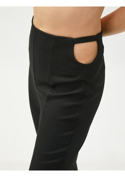 İspanyol Paça Pantolon Pencere Detaylı Yırtmaçlı