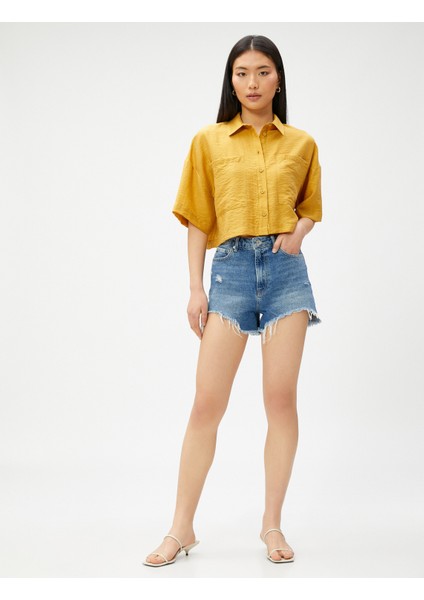 Crop Gömlek Cepli Kısa Kollu TENCEL™