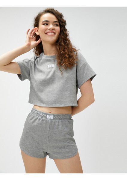 Pijama Altı Şort Beli Lastikli Etiket Detaylı