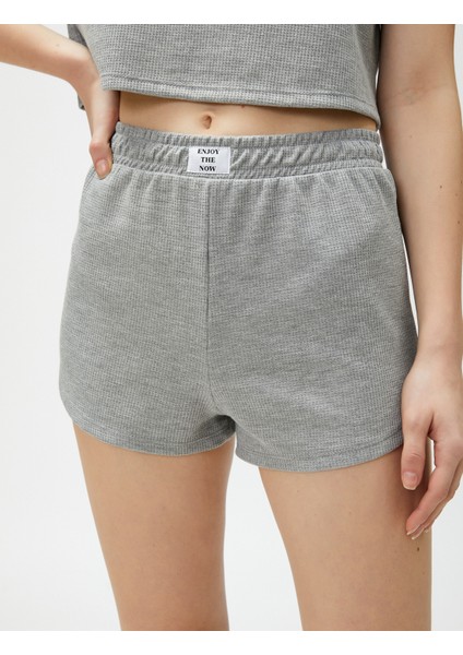 Pijama Altı Şort Beli Lastikli Etiket Detaylı