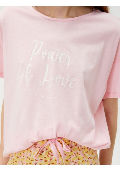 Pamuklu Pijama Takımı Kısa Kollu Desenli Baskılı indirimleri