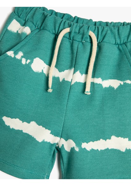 Şort Cepli Beli Bağlamalı Batik Desenli Pamuklu modelleri