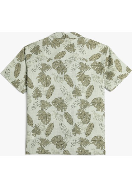 Kısa Kollu Gömlek Floral Baskılı Pamuklu Cep Detaylı fiyatları