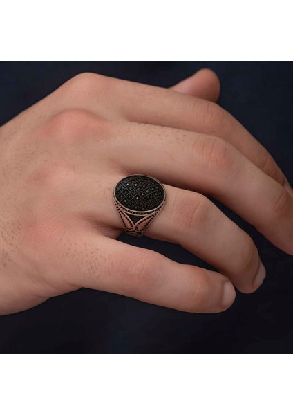 Gümüş Siyah Zirkon Taşlı Erkek Yüzük fiyatları