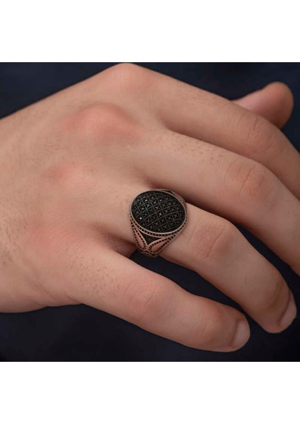 Gümüş Siyah Zirkon Taşlı Erkek Yüzük modelleri