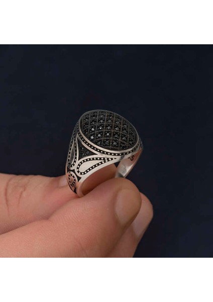 Gümüş Siyah Zirkon Taşlı Erkek Yüzük indirimleri