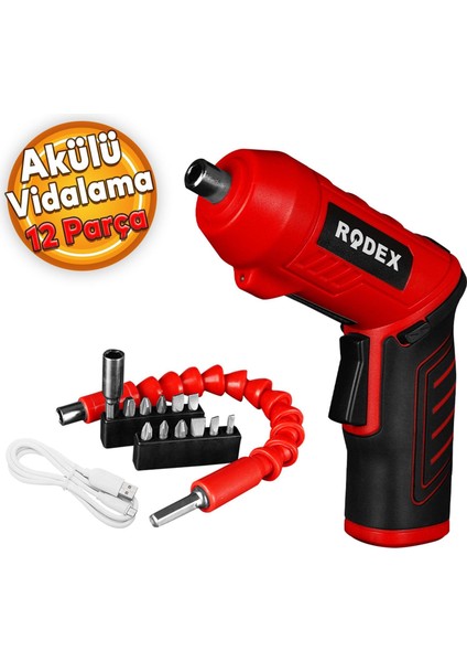 Akülü Vidalama Ucu Seti Şarjlı Tornavida RDX3085 (12 Parça)