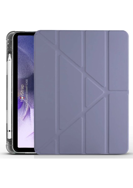 Samsung Galaxy Tab S7 Fe Lte T730 T735 T737 Uyumlu Kılıf Smart Kalem Bölmeli Trifold Stand