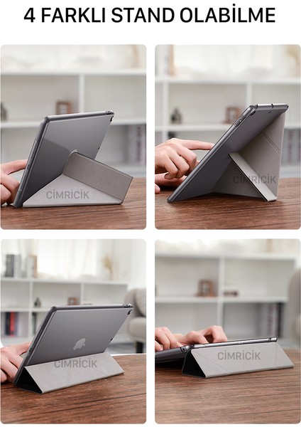 Samsung Galaxy Tab S7 Fe Lte T730 T735 T737 Uyumlu Kılıf Smart Kalem Bölmeli Trifold Stand indirimleri