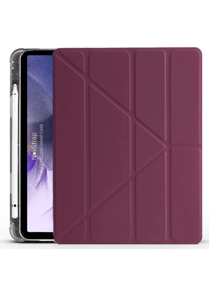 Samsung Galaxy Tab S7 Fe Lte T730 T735 T737 Uyumlu Kılıf Smart Kalem Bölmeli Trifold Stand