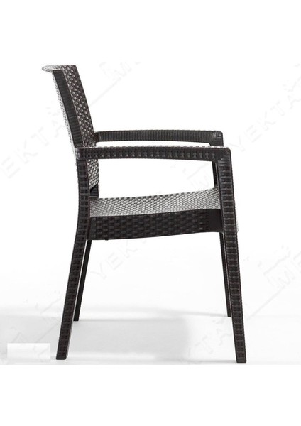 Rattan MAsa Takımı 70X100 Camsız Masa 4 Adet Rattan Sandalye Seti Bahçe Balkon Teras Takımı