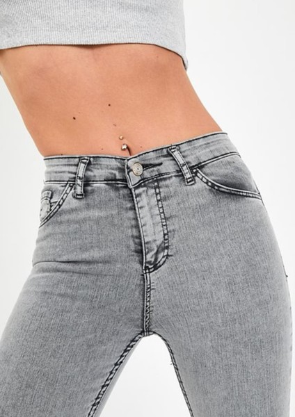 Siyah Yüksek Bel Dar Paça Skinny Power Likralı Kot Pantalon