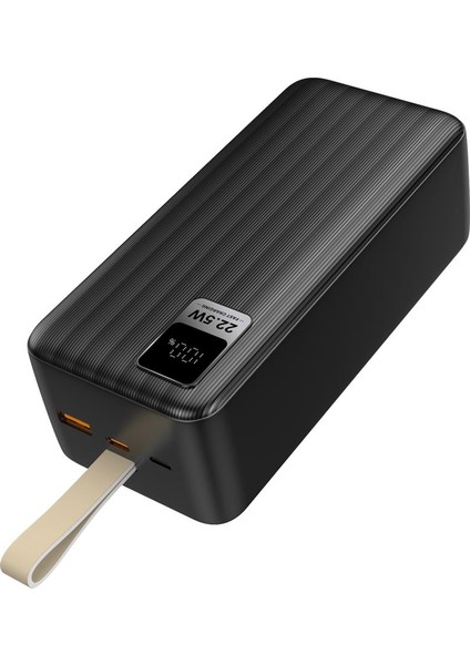 K54 40.000 Mah  22.5W USB ve Type-C Çıkışlı LED Ekranlı Pd Askılı Powerbank Siyah - DCA0053