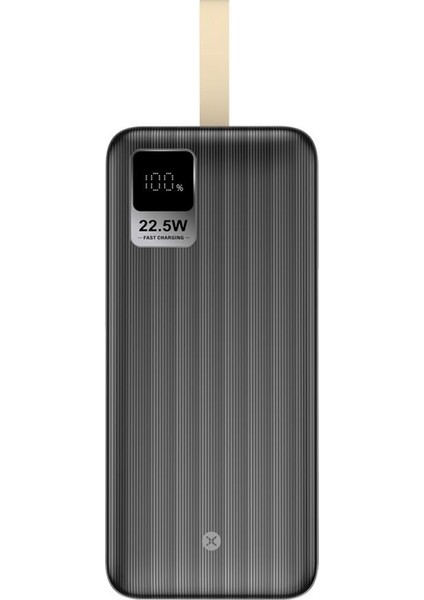 K54 40.000 Mah  22.5W USB ve Type-C Çıkışlı LED Ekranlı Pd Askılı Powerbank Siyah - DCA0053