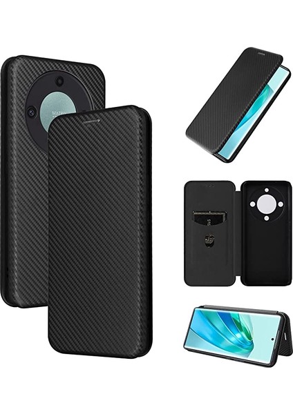 Onur Için X9A 5G/X40 5g/magic5 Lite 5g 5g Kasa Lüks Karbon Fiber Pu+Tpu Hibrid Kılıf Tam Koruma Şok Geçirmez Flip Case Kapağı (Yurt Dışından)