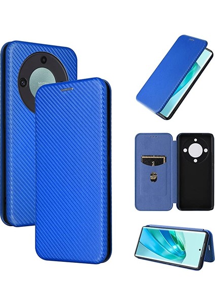 Onur Için X9A 5G/X40 5g/magic5 Lite 5g 5g Kasa Lüks Karbon Fiber Pu+Tpu Hibrid Kılıf Tam Koruma Şok Geçirmez Flip Case Kapağı (Yurt Dışından)