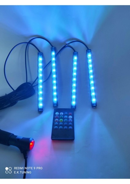 Ekt Atmosferik Aydınlatma Araç Içi Ayak Altı LED Müziğe Sese Duyarlı Kumandalı Rgb Aydınlatma Kalit