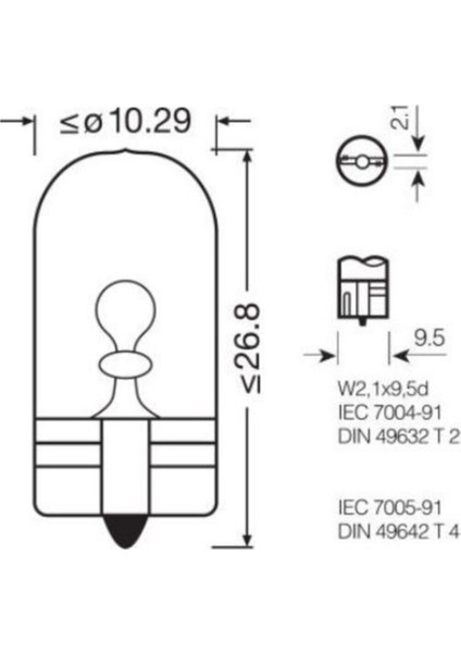 12V T10 W5W Dipsiz Park Gösterge Ampulü 10 Adet 2825