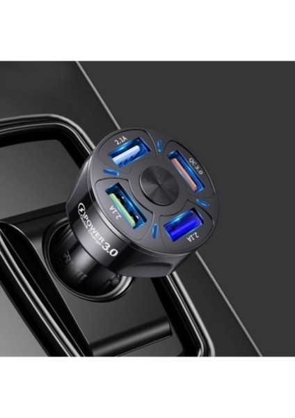 Uslion Qc3.0 4- Port Çıkışlı Çoklu USB Araç Şarjı Şarj Aleti