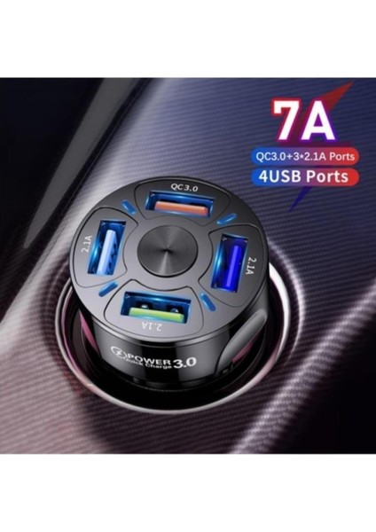 Uslion Qc3.0 4- Port Çıkışlı Çoklu USB Araç Şarjı Şarj Aleti