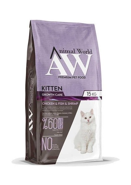 Animal World Tavuk Balık Karidesli Yavru Kedi Maması 15 kg