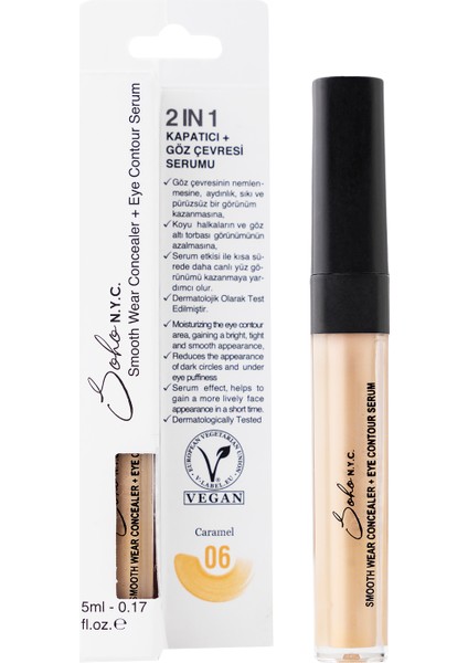 Vegan Göz Altı İçin Serum + Kapatıcı 5ml - No:6 Caramel