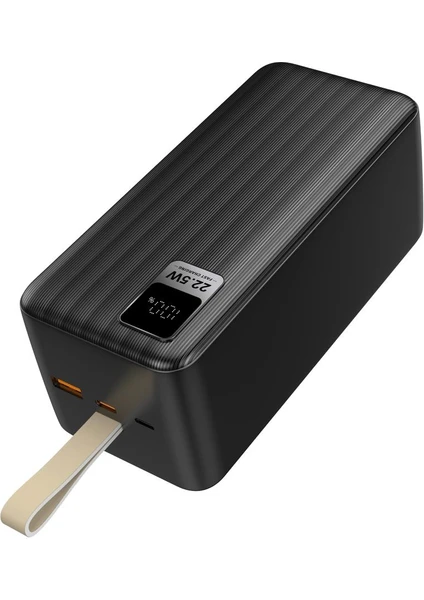 K55 50.000 Mah  22.5W USB ve Type-C Çıkışlı LED Ekranlı Askılı Pd Powerbank Siyah - DCA0055